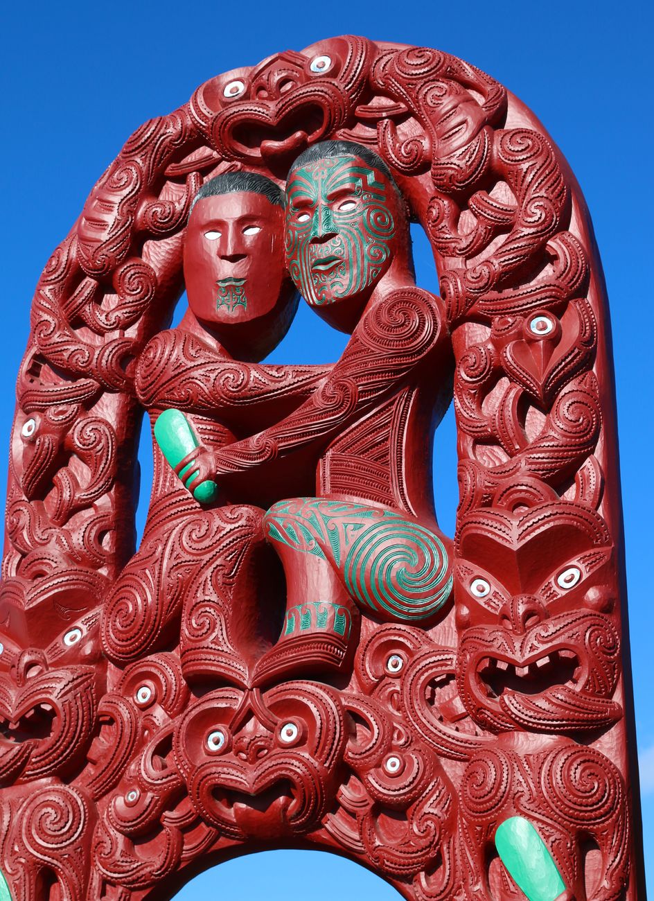 Maori traditional carving and geothermal steam